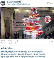 Forum des Halles décoration noël rfi instagram